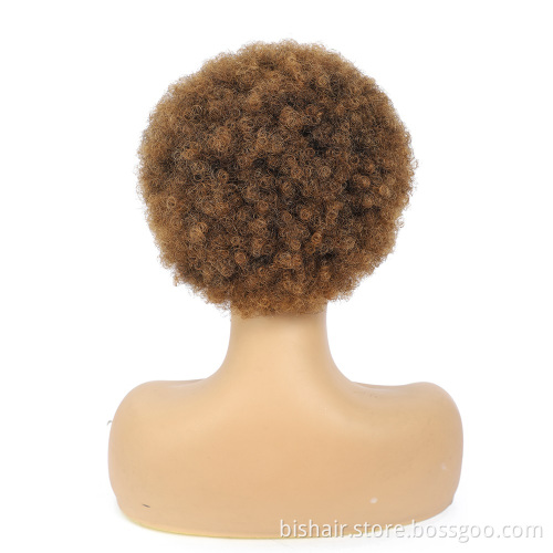 BIS Wholesale Short Afro Kinky Curly Headband Wigs For Black Women Brazilian Human Hair Wigs Glueless Full Machine Made Wig